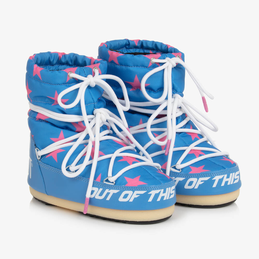 Moon Boot - Teen Girls Blue & Pink Light Snow Boots | Childrensalon