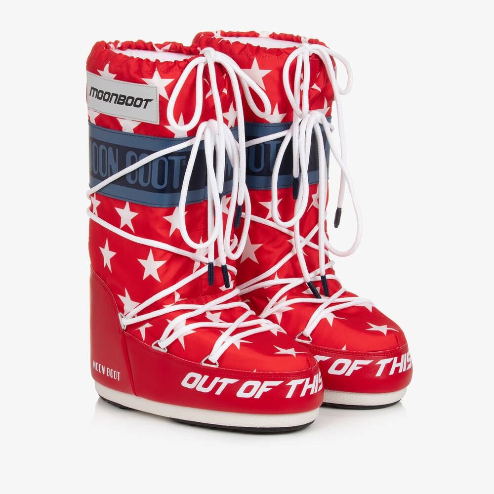 Moon Boot - Teen Red Retrobiker Snow Boots | Childrensalon