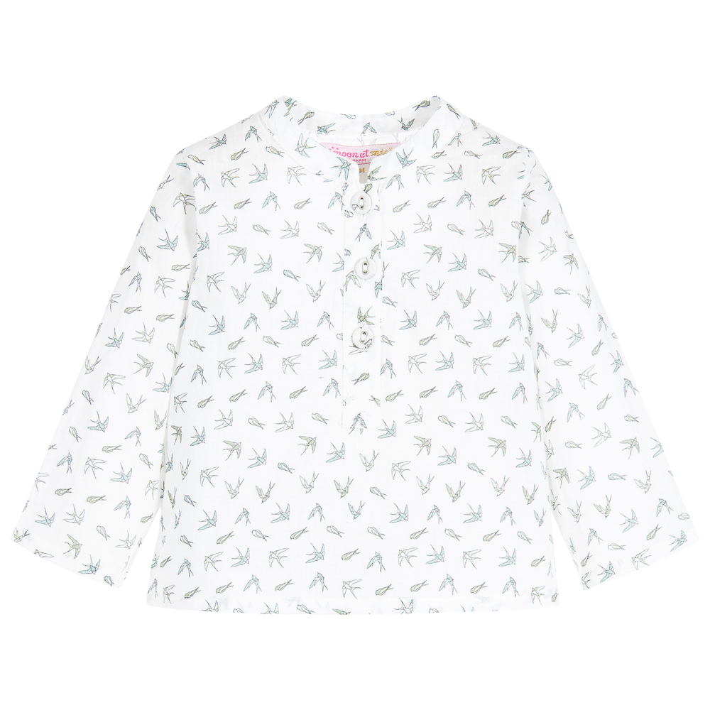 Moon et Miel - Baby Girls Bird Print Shirt | Childrensalon