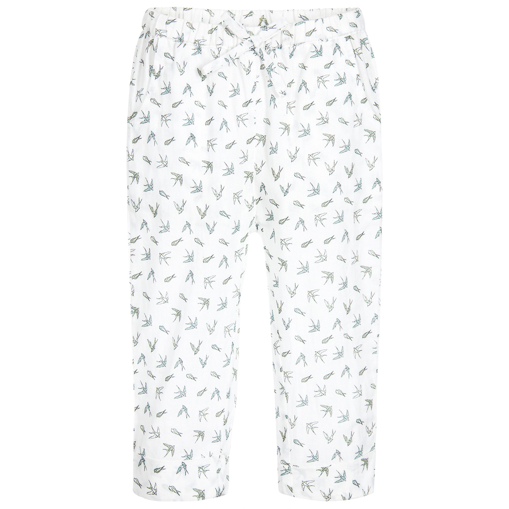 Moon et Miel-Baby Girls Bird Print Trousers  | Childrensalon Outlet