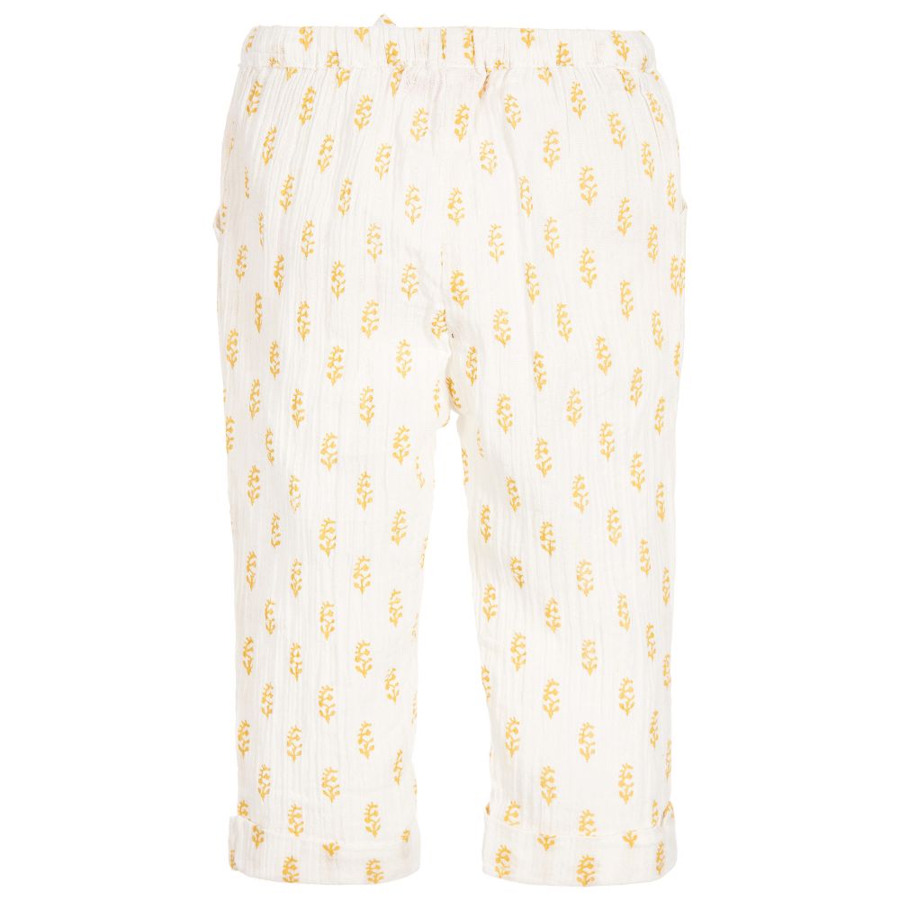 Moon et Miel-Baby Girls Ivory & Gold Trousers | Childrensalon Outlet