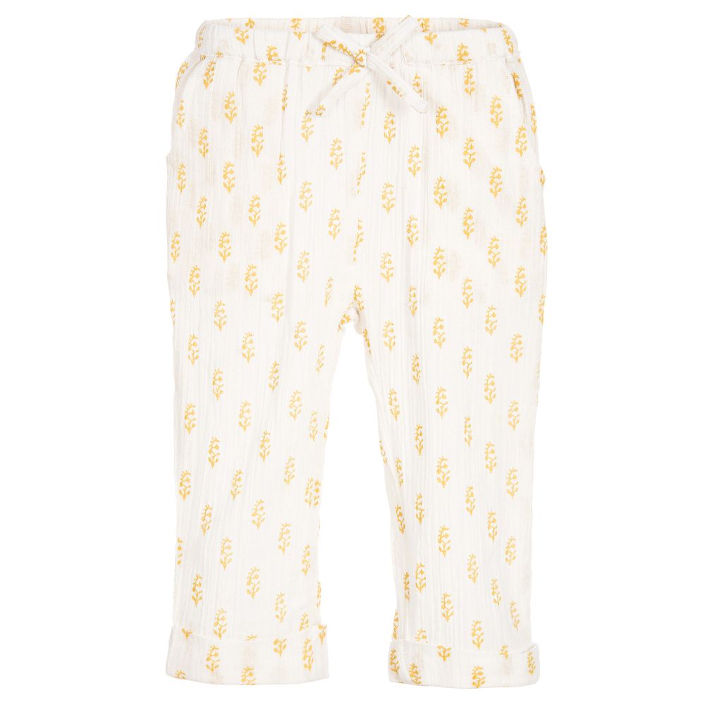 Moon et Miel - Baby Girls Ivory & Gold Trousers | Childrensalon