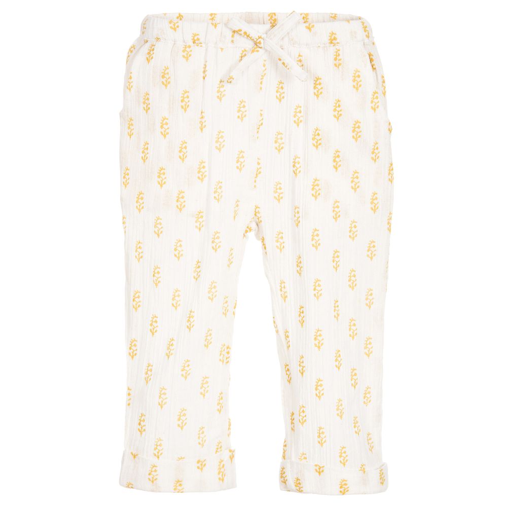 Moon et Miel-Baby Girls Ivory & Gold Trousers | Childrensalon Outlet