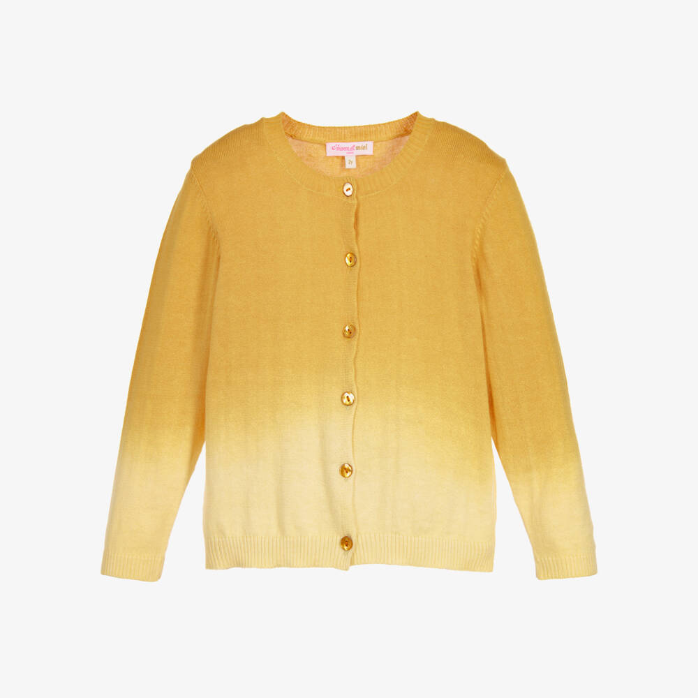 Moon et Miel-Baby Girls Mustard Yellow Cardigan | Childrensalon Outlet