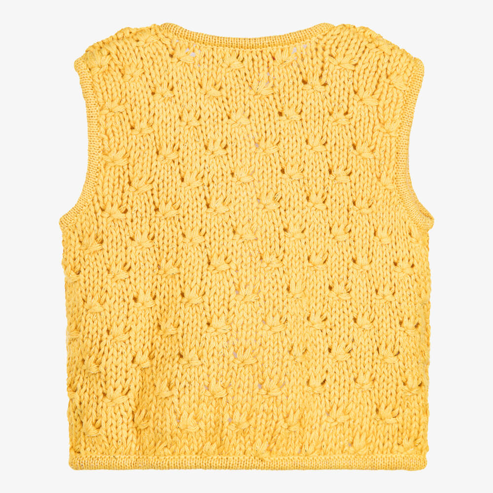 Moon et Miel-Baby Girls Mustard Yellow Cardigan | Childrensalon Outlet