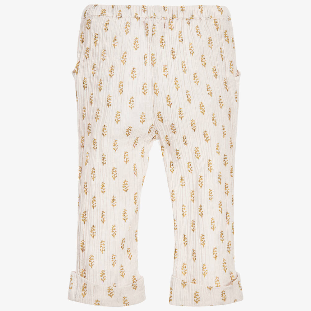 Moon et Miel-Baby Girls Pink & Gold Trousers | Childrensalon Outlet
