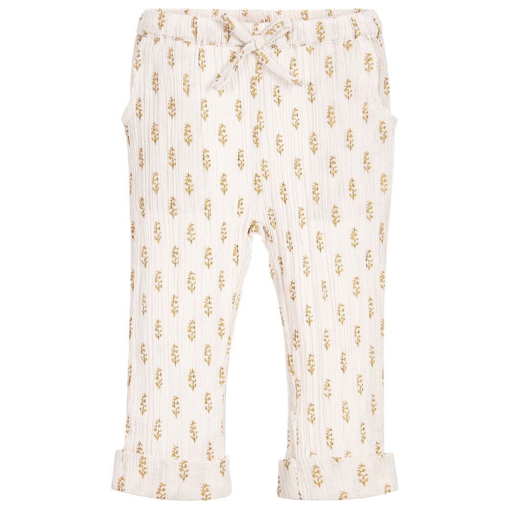 Moon et Miel - Baby Girls Pink & Gold Trousers | Childrensalon