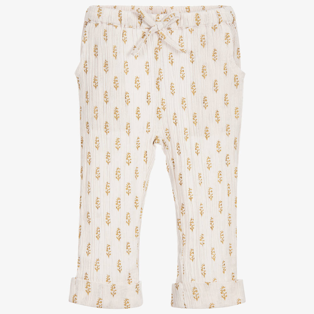 Moon et Miel-Baby Girls Pink & Gold Trousers | Childrensalon Outlet