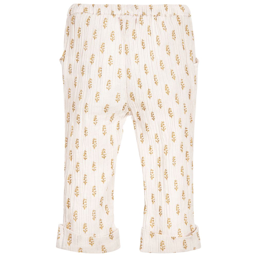 Moon et Miel-Baby Girls Pink & Gold Trousers | Childrensalon Outlet