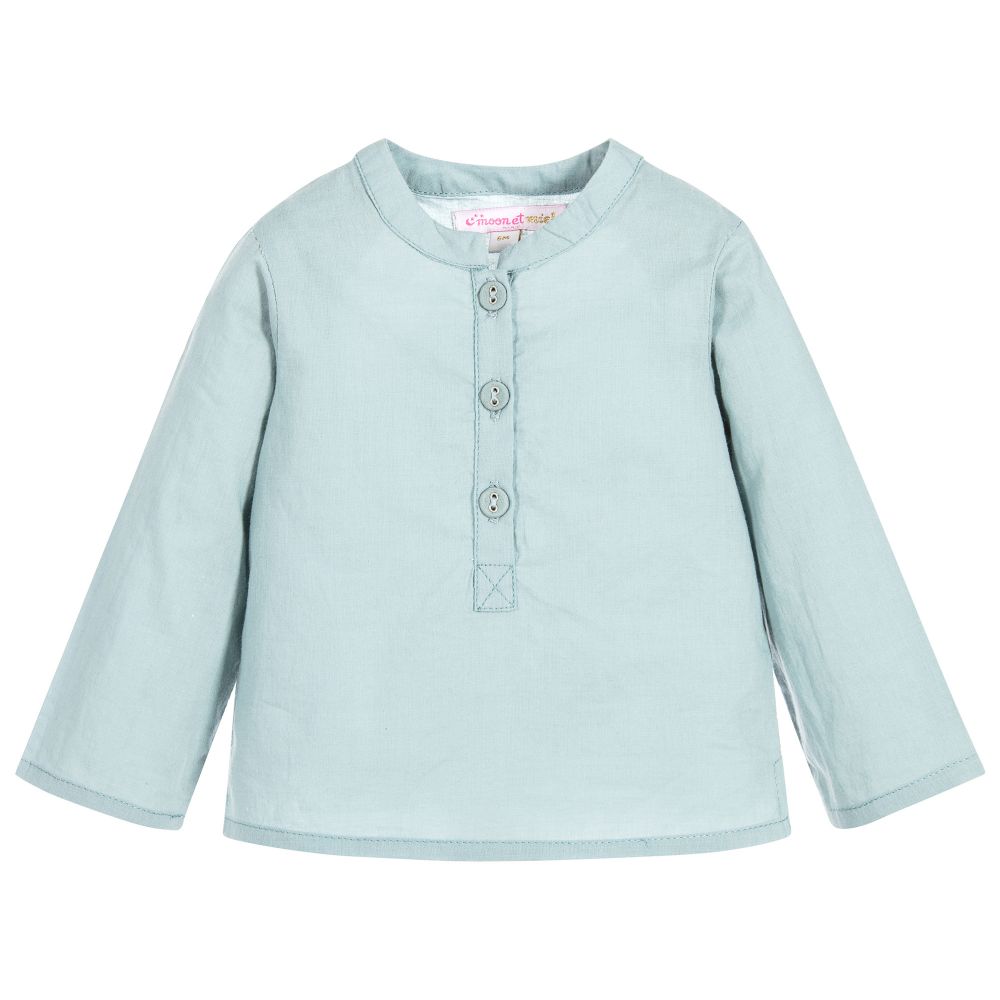 Moon et Miel - Baby Girls Teal Blue Shirt | Childrensalon