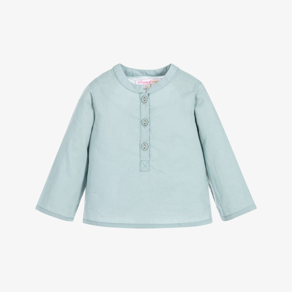 Moon et Miel-Baby Girls Teal Blue Shirt | Childrensalon Outlet