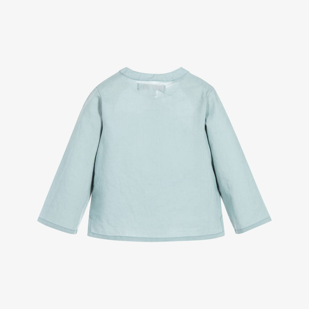 Moon et Miel-Baby Girls Teal Blue Shirt | Childrensalon Outlet