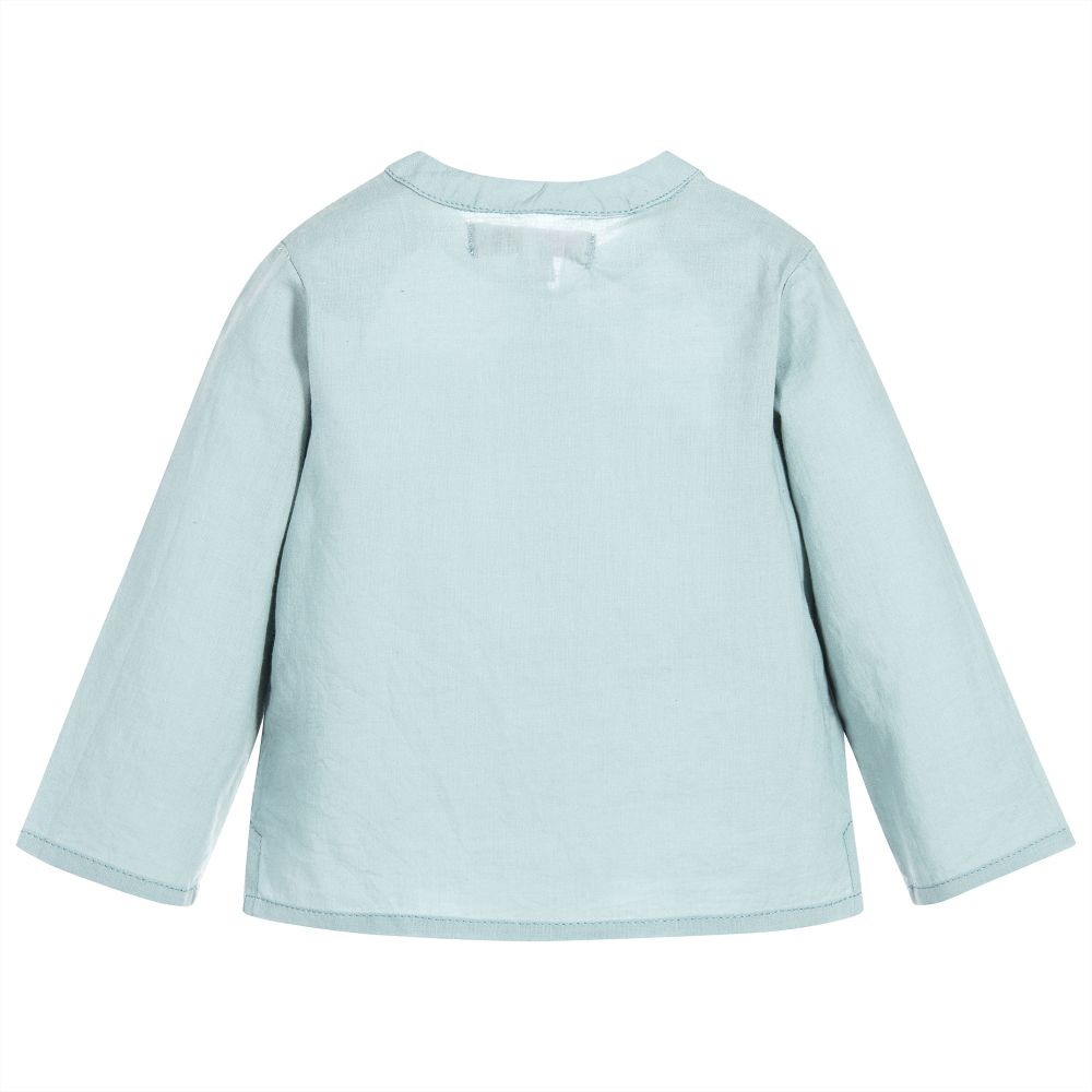 Moon et Miel-Baby Girls Teal Blue Shirt | Childrensalon Outlet