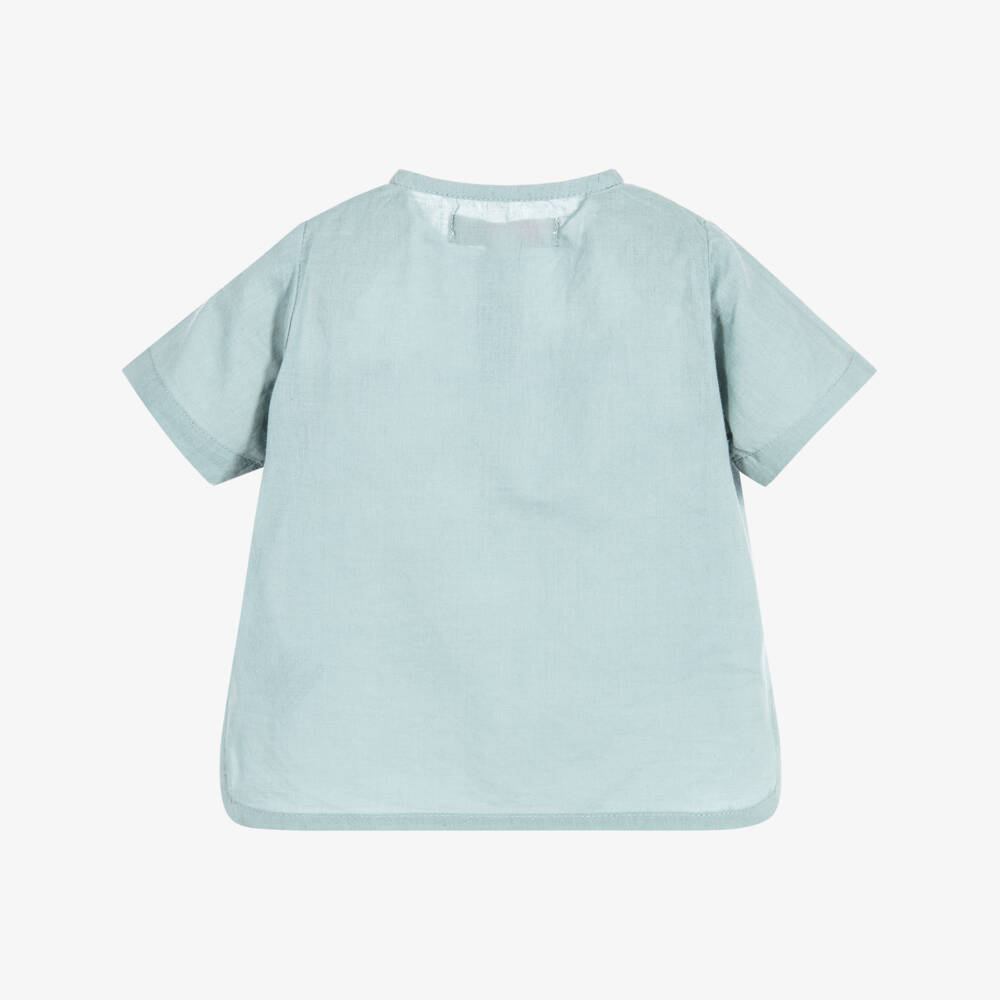Moon et Miel-Baby Girls Teal Blue Shirt | Childrensalon Outlet