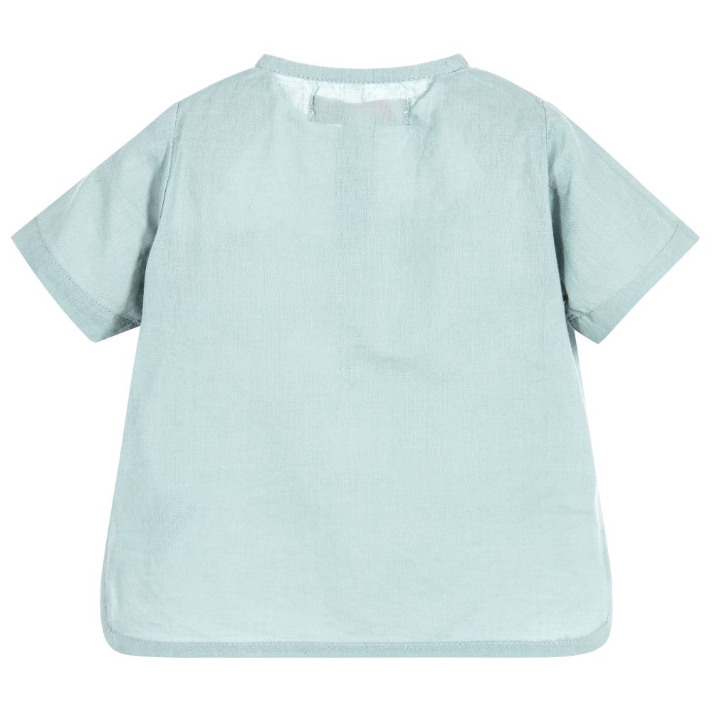 Moon et Miel-Baby Girls Teal Blue Shirt | Childrensalon Outlet