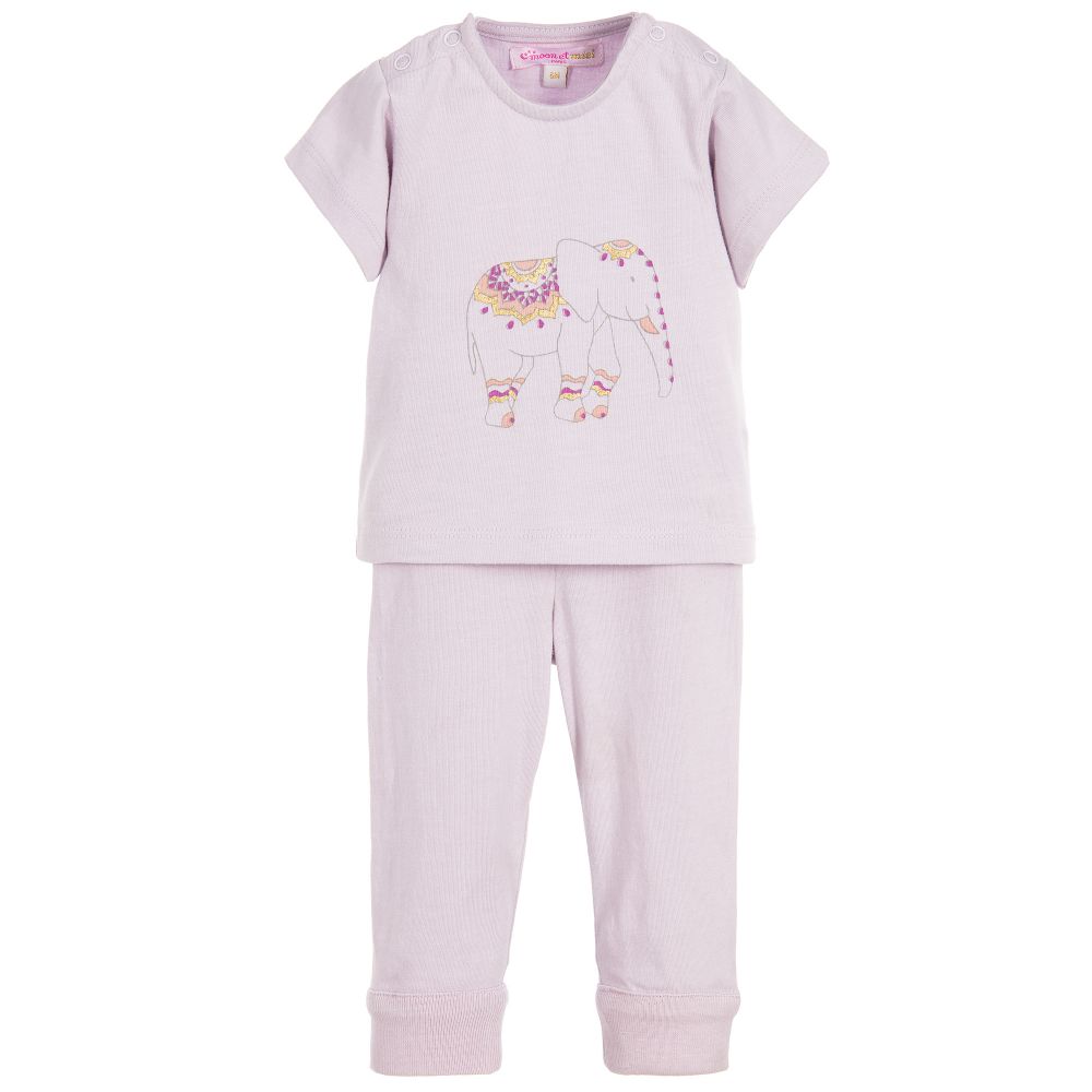 Moon et Miel - Lilac Purple Baby Trousers Set | Childrensalon