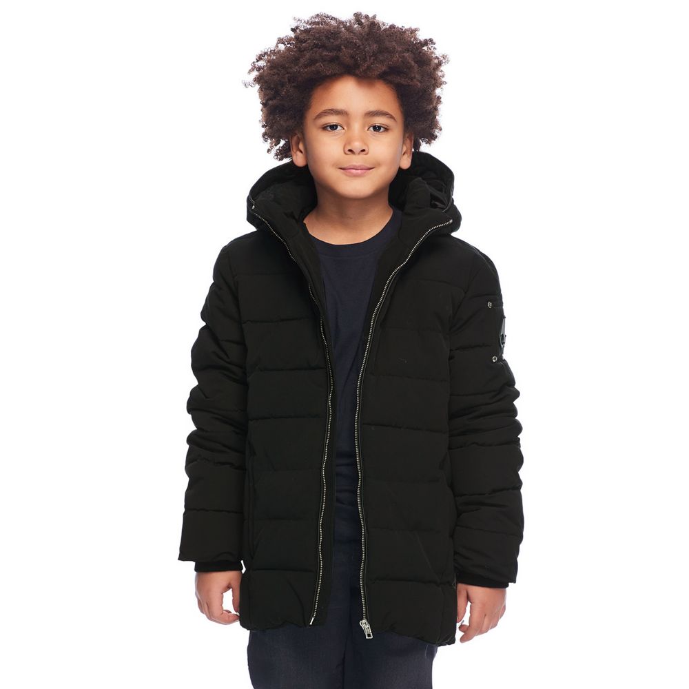 Moose Knuckles-Black Hooded Puffer Coat | Childrensalon Outlet
