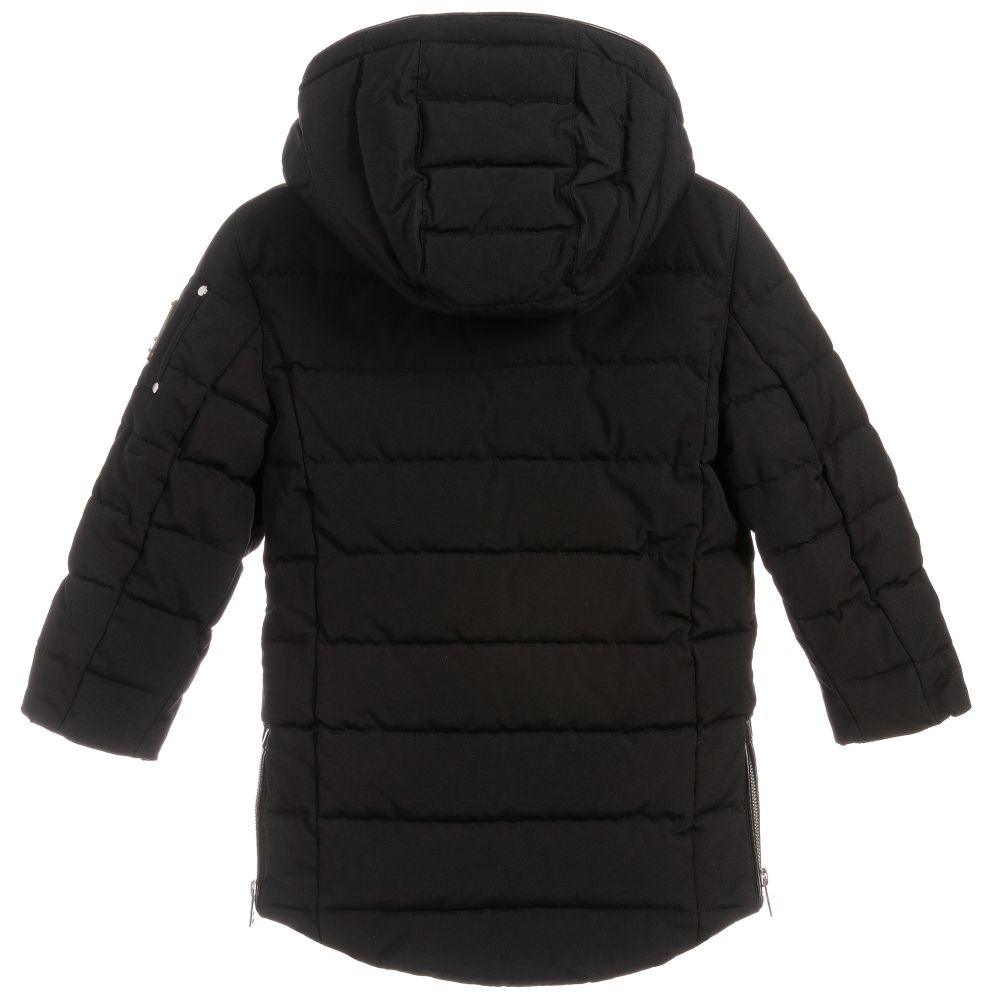 Moose Knuckles-Black Hooded Puffer Coat | Childrensalon Outlet