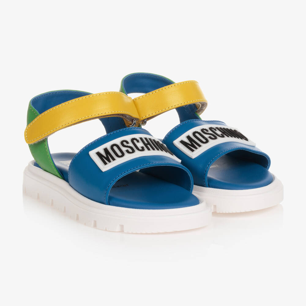 Moschino Baby Sandales bleues en cuir bebe garcon Childrensalon Outlet