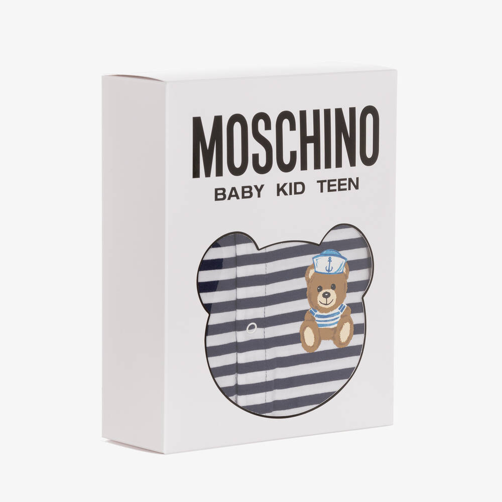 Moschino Малыши-Песочник в синюю полоску с медвежонком | Childrensalon Outlet