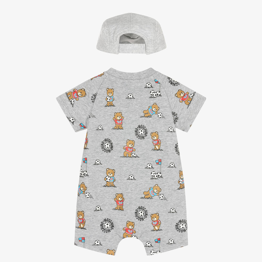Moschino Baby-Baby Boys Grey Bear Shortie & Hat Set | Childrensalon Outlet