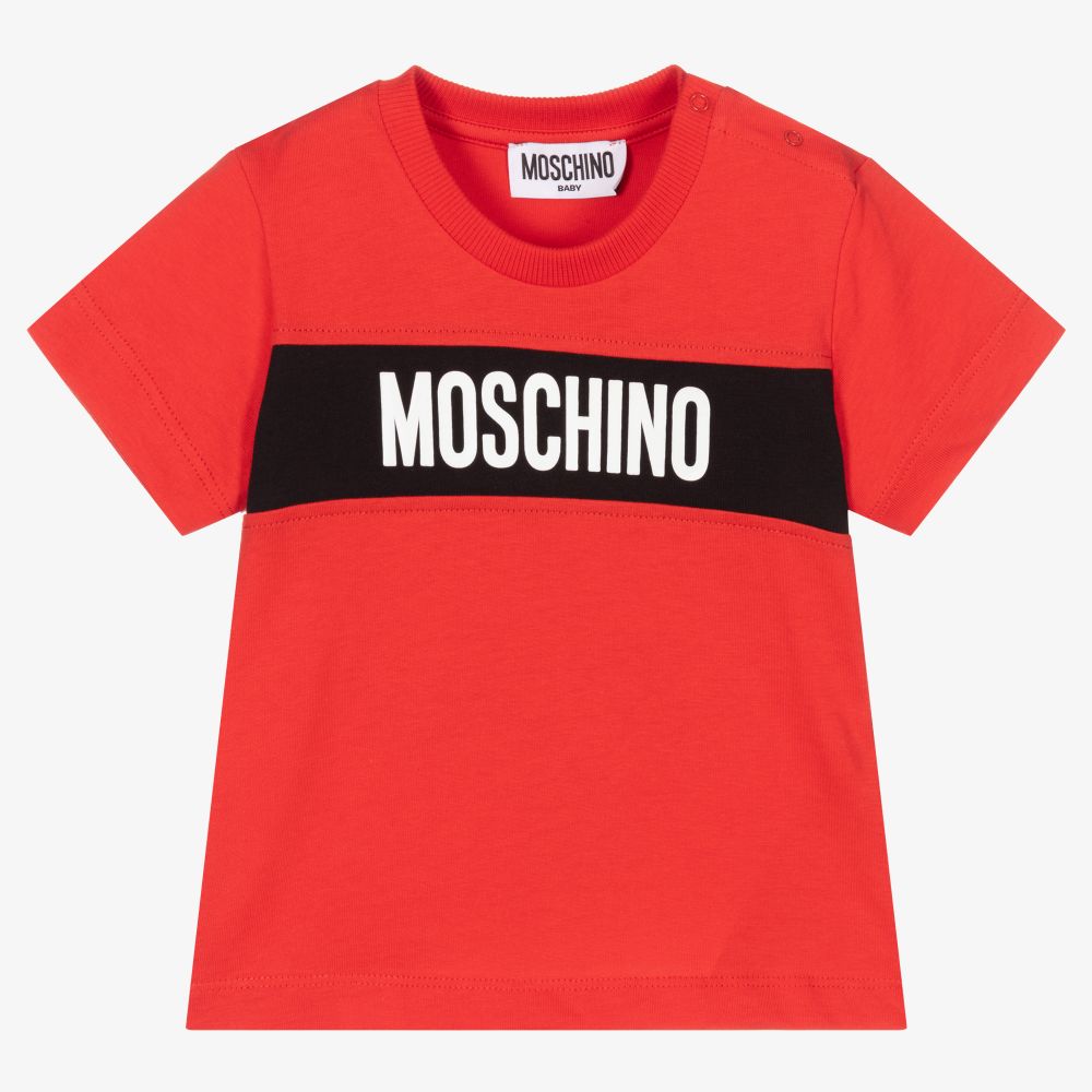 Moschino Baby - تيشيرت أطفال ولادي قطن لون أحمر | Childrensalon