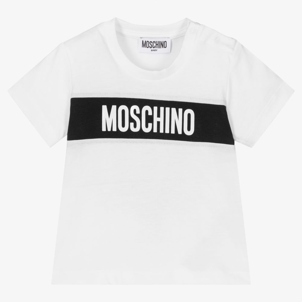 Moschino Baby - Baby Boys White Cotton T-Shirt | Childrensalon