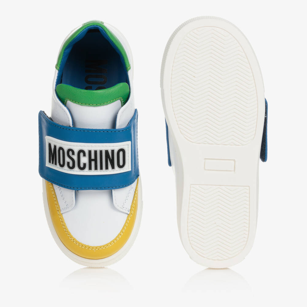 Moschino Baby-Baby Boys White Leather Colourblock Trainers | Childrensalon Outlet