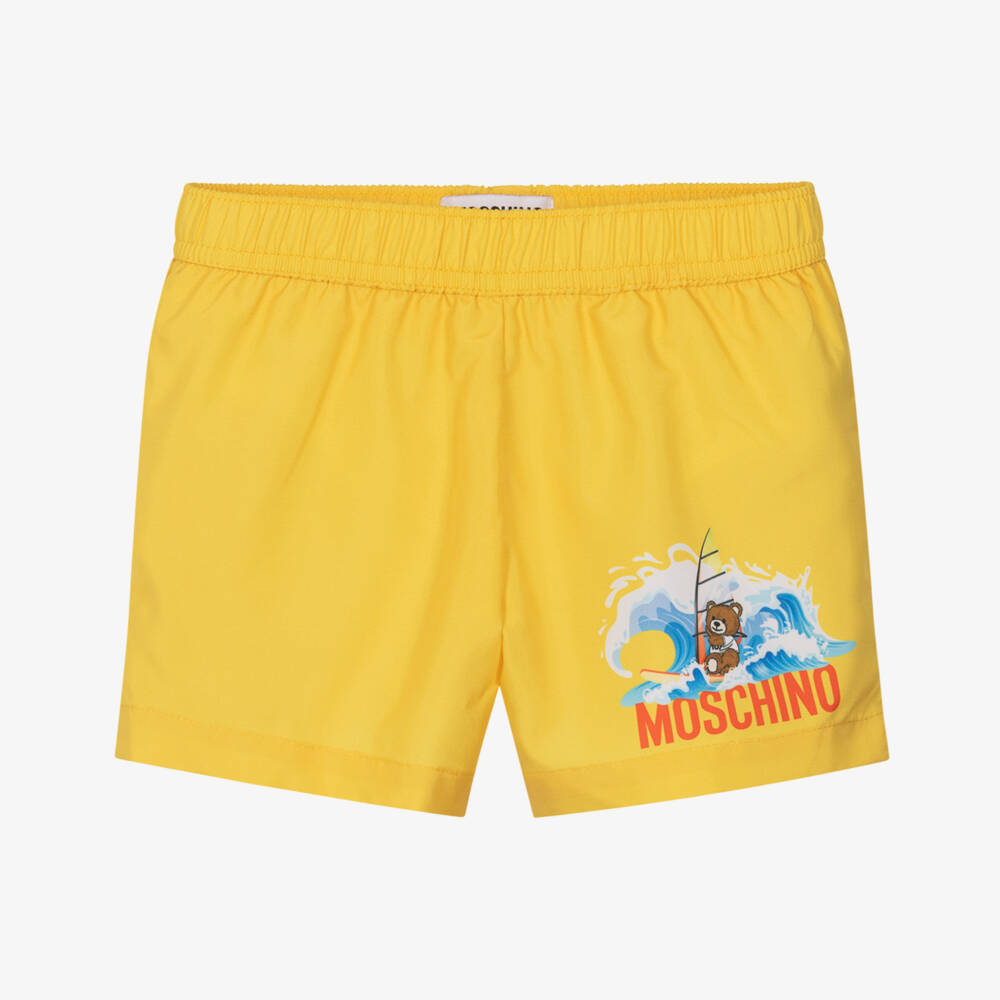 Moschino-Baby Boys Yellow Surf Bear Swim Shorts | Childrensalon Outlet