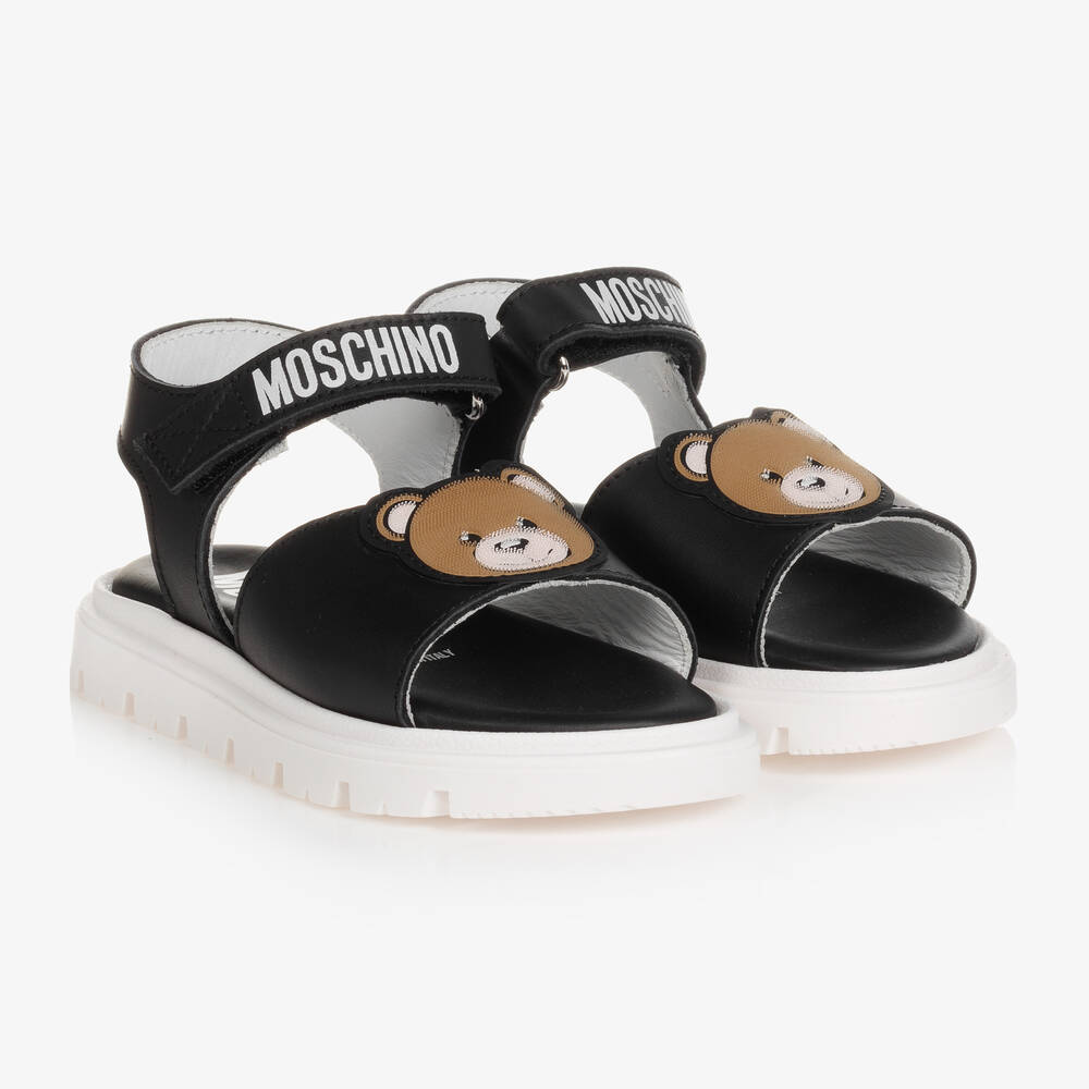 Moschino Baby - صندل أطفال بناتي جلد لون أسود | Childrensalon