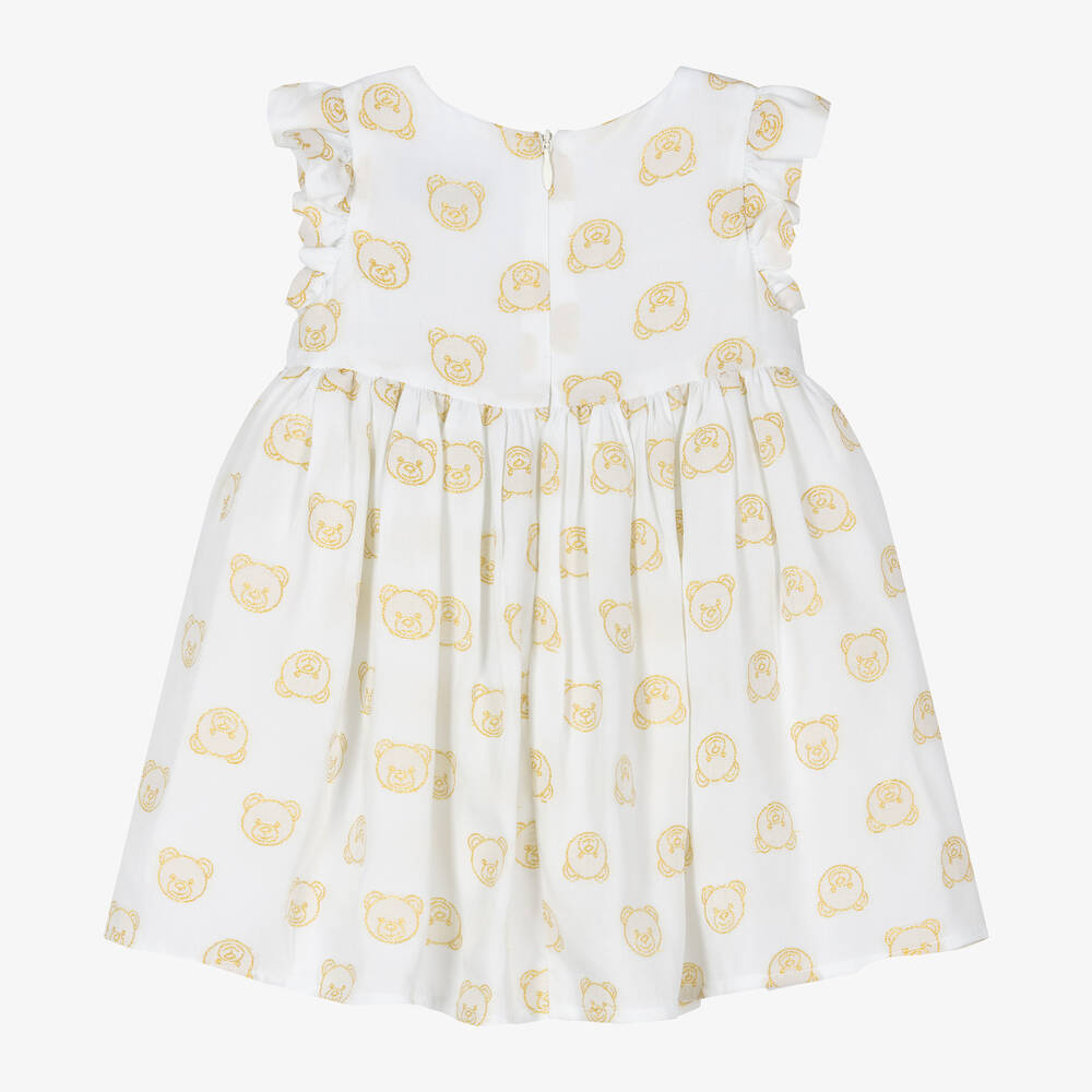Moschino Baby-Baby Girls Ivory & Gold Teddy Bear Dress | Childrensalon Outlet