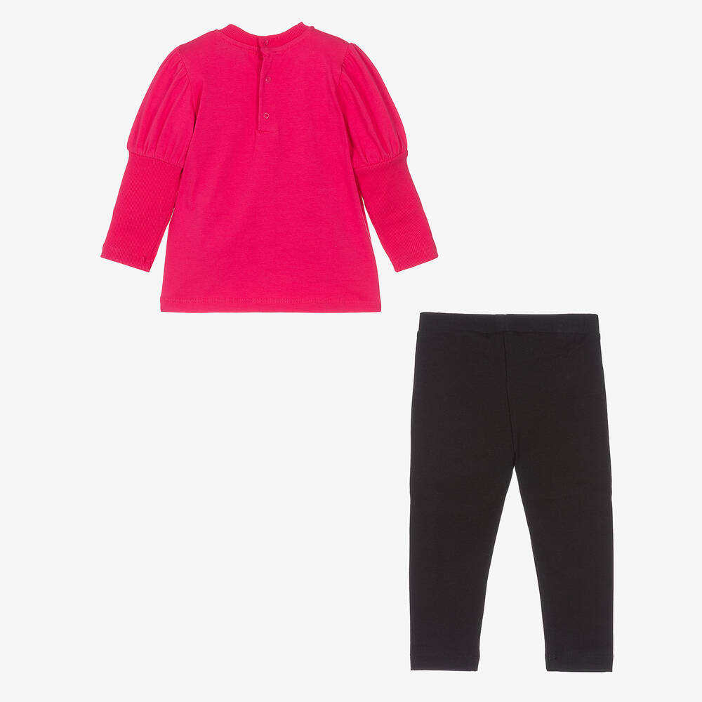 Moschino Малыши-Baby Girls Pink & Black Logo Leggings Set | Childrensalon Outlet