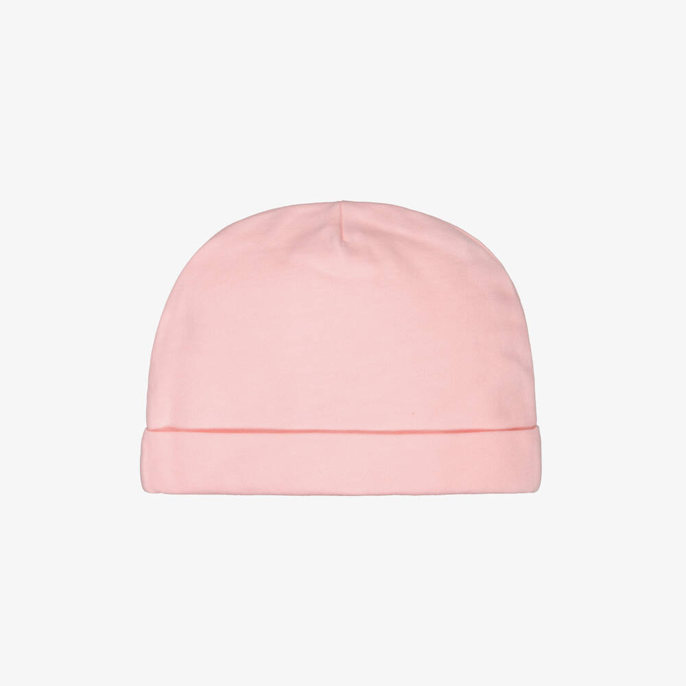 Moschino-Baby Girls Pink Cotton Jersey Teddy Bear Hat | Childrensalon Outlet