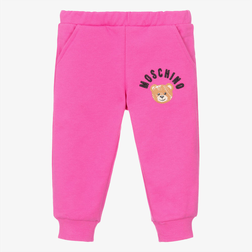 Moschino Baby - Baby Girls Pink Cotton Logo Joggers | Childrensalon