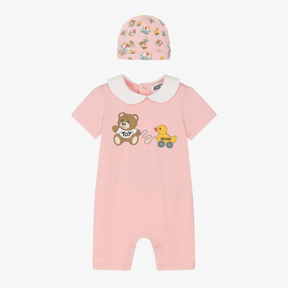 Moschino Baby Girls Pink Cotton Teddy Shortie Set Childrensalon Outlet
