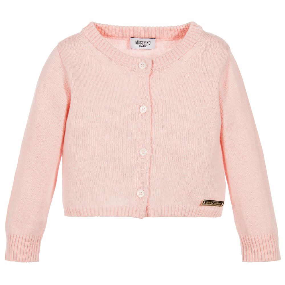 Moschino Baby - Baby Girls Pink Knitted Cardigan  | Childrensalon
