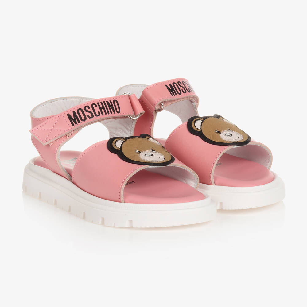 Moschino Baby - صندل أطفال بناتي جلد لون زهري | Childrensalon