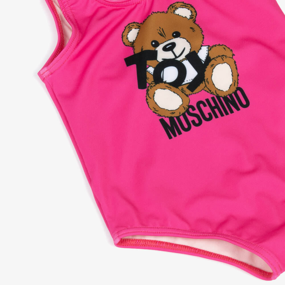 Moschino-Baby Girls Pink Teddy Bear Swimsuit | Childrensalon Outlet