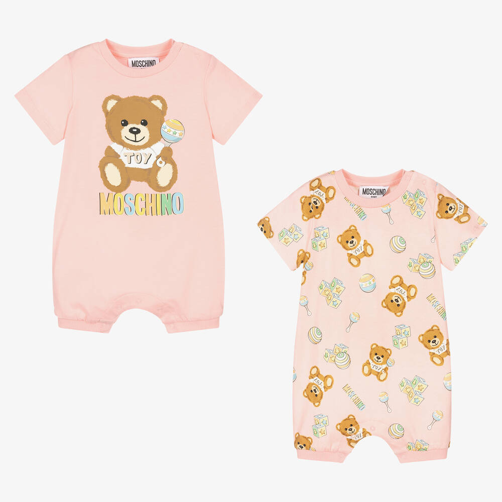 Moschino Baby - Baby Girls Pink Teddy Shorties (2 Pack) | Childrensalon