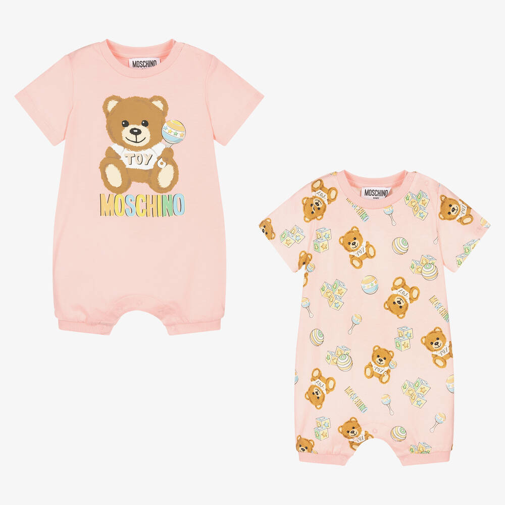 Moschino Baby - Rosa Teddy-Babyspieler (2er-Pack) | Childrensalon