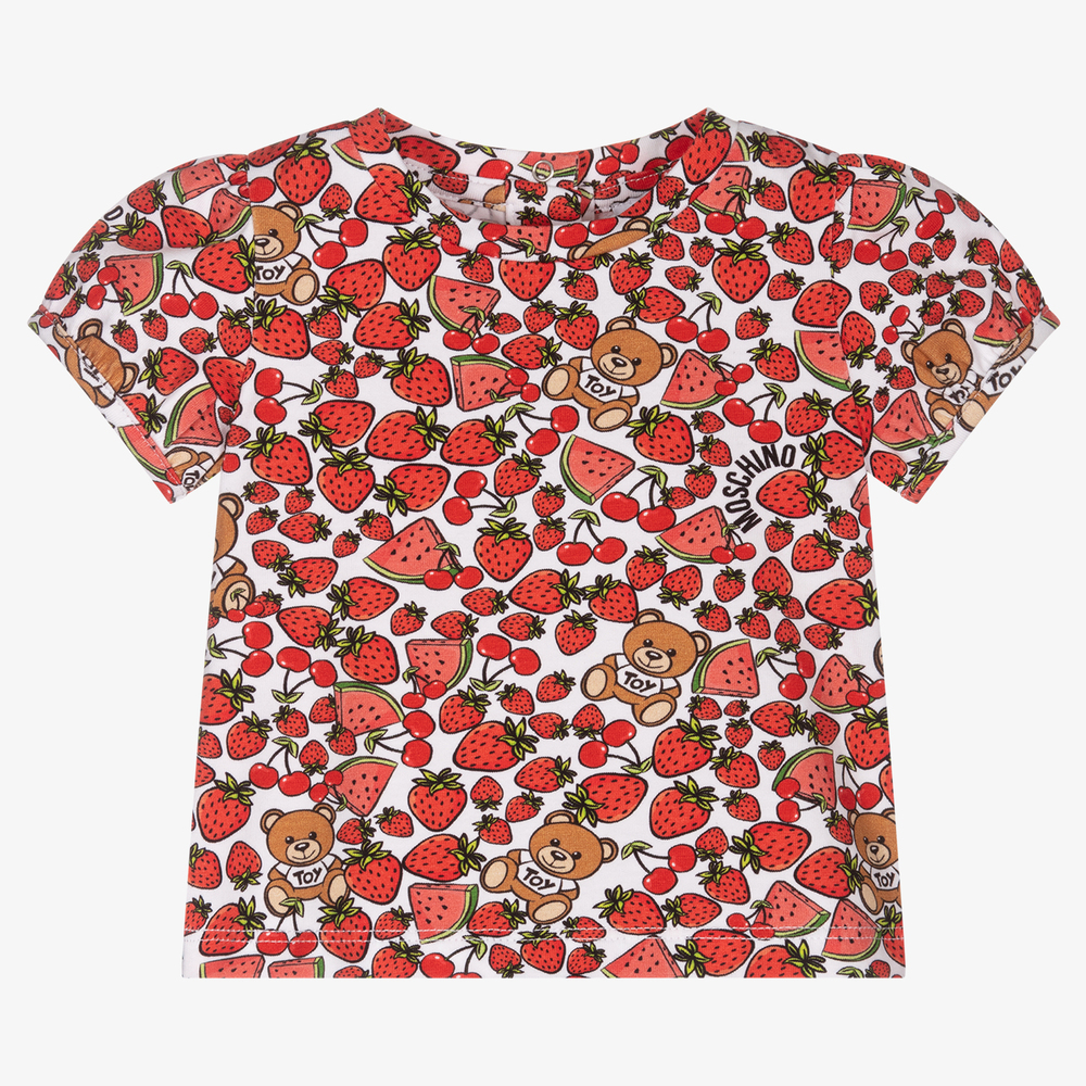 Moschino Baby - T-shirt rouge à fruits Bébé fille | Childrensalon