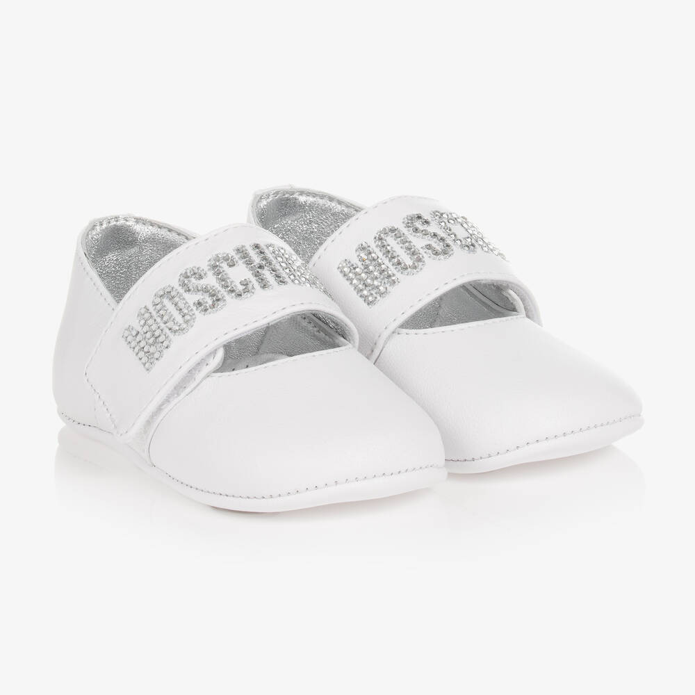 Moschino Baby - Baby Girls White Diamanté Pre Walkers