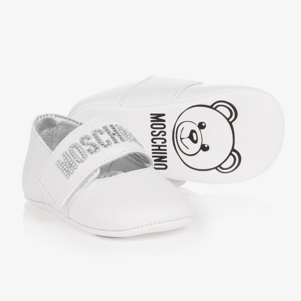 Baby Girls White Diamante Pre Walkers