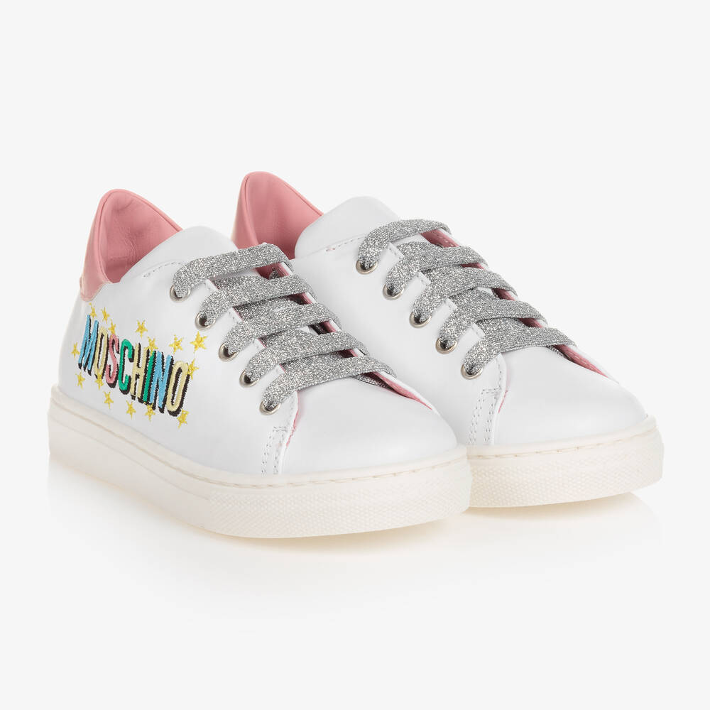 Moschino Baby - Weiße Leder-Sneakers für Babys | Childrensalon