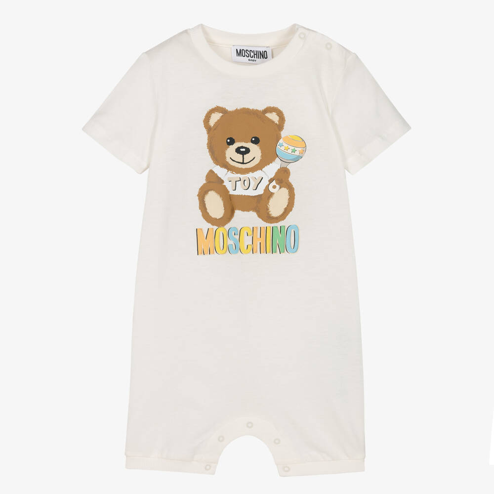 Moschino Baby - Baby Ivory Cotton Logo Shortie | Childrensalon