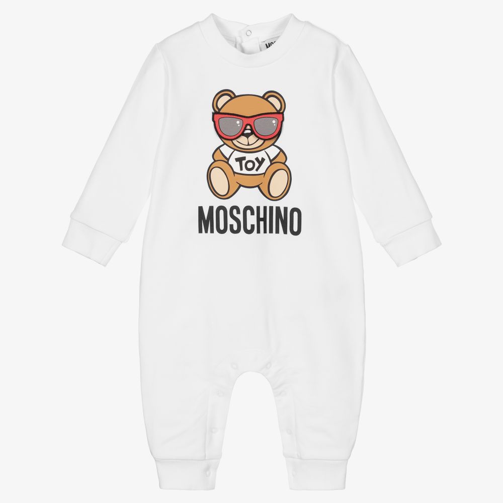 Moschino Baby - أوفرول رومبر قطن جيرسي لون أبيض للأطفال | Childrensalon