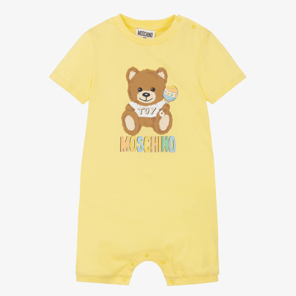 Moschino Baby - Baby Yellow Cotton Logo Shortie | Childrensalon