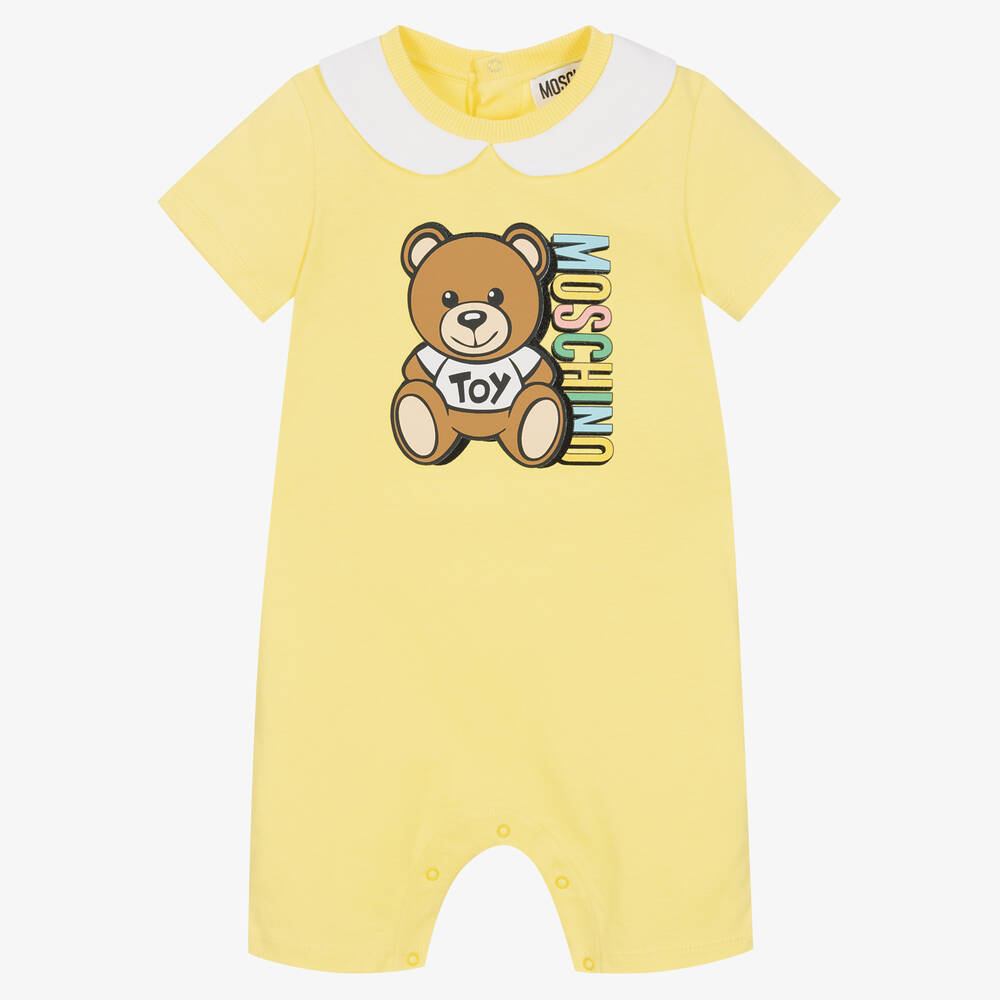 Moschino Baby - Baby Yellow Teddy Bear Logo Shortie | Childrensalon
