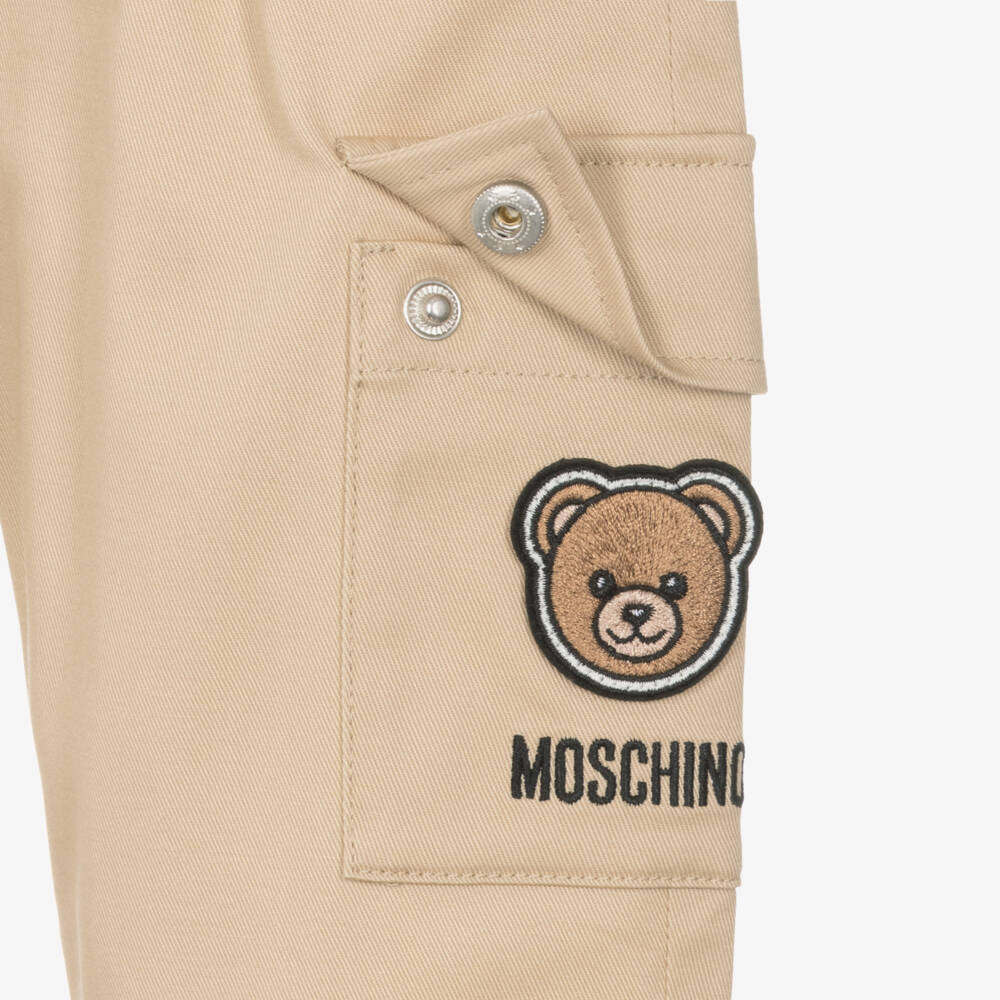 Moschino-Beige Bear Cargo Trousers | Childrensalon Outlet