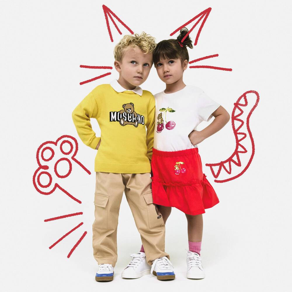 Moschino-Beige Bear Cargo Trousers | Childrensalon Outlet